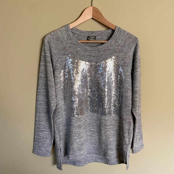 NWOT JOE FRESH Grey Sequinned Sweater✨ - Picture 3 of 8